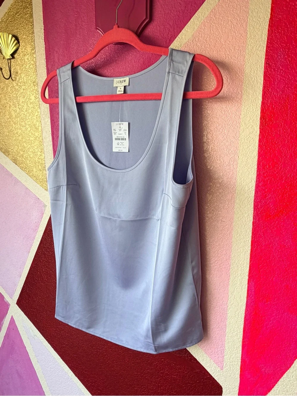 NWT J.Crew Satin Scoop Neck Tank Top Sz S Periwinkle Blue